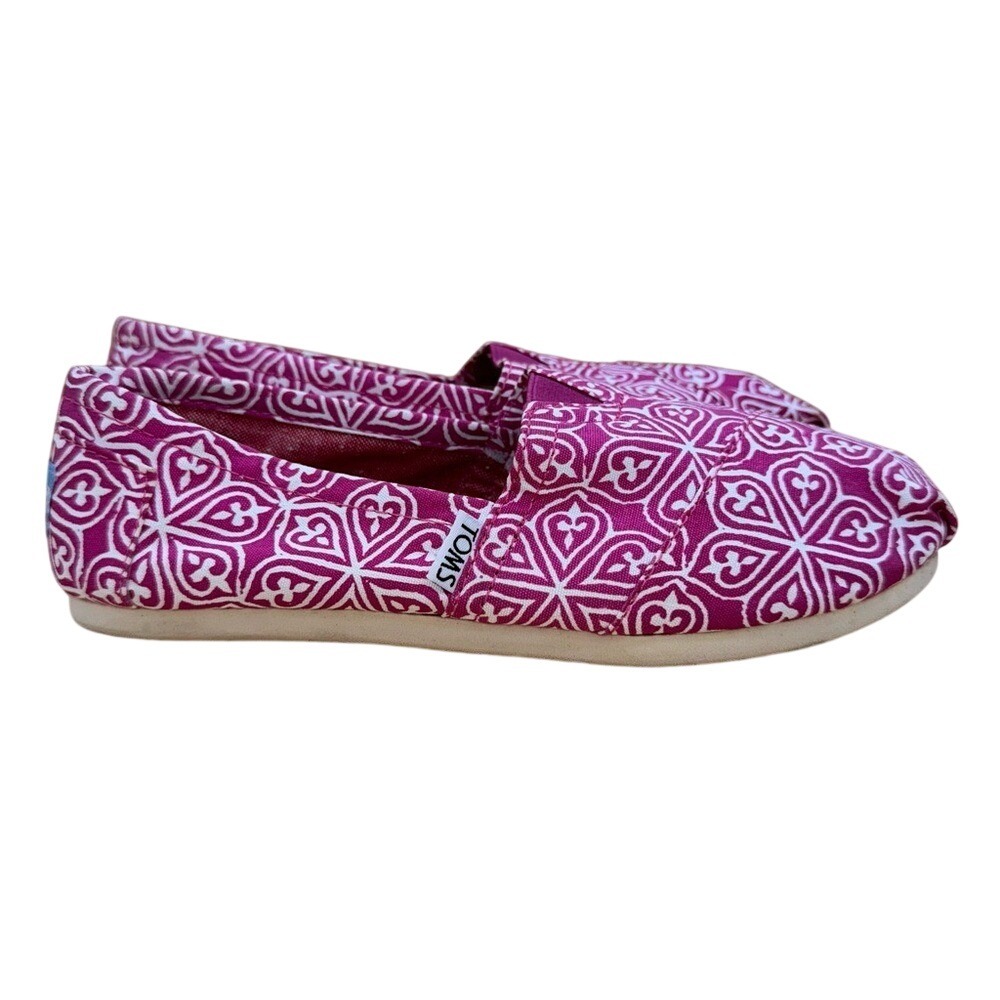 TOMS Pink Floral Alpargata Slip-on Canvas‎ Shoes, Women's 7, EUC